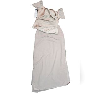 Alfred Angelo Tan Beaded Drape Style Shirt Long Skirt 2 piece Dress Size 16 NWT